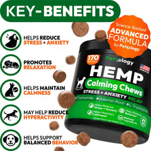 Load image into Gallery viewer, PETSOLOGY Hemp Calming Chews for Dogs. Anxiety Relief, Stress Relief, Separation Aid 170 Chews For Pet With Love