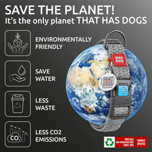 Load image into Gallery viewer, WAUDOG Reflective Cotton Dog Collar with QR ID Tag. Adjustable Eco Friendly Alternative to Nylon Collar. MEDIUM. Gray. For Pet With Love