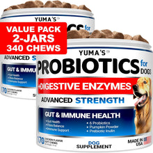 Load image into Gallery viewer, YUMA'S Advanced Strength Probiotics, Prebiotics and Digestive Enzymes for Dogs (2 Pack) 340 Chews