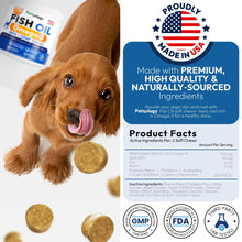 Load image into Gallery viewer, PETSOLOGY Omega 3 Fish Oil Skin & Coat Supplement for Dogs 170 Chews For Pet With Love