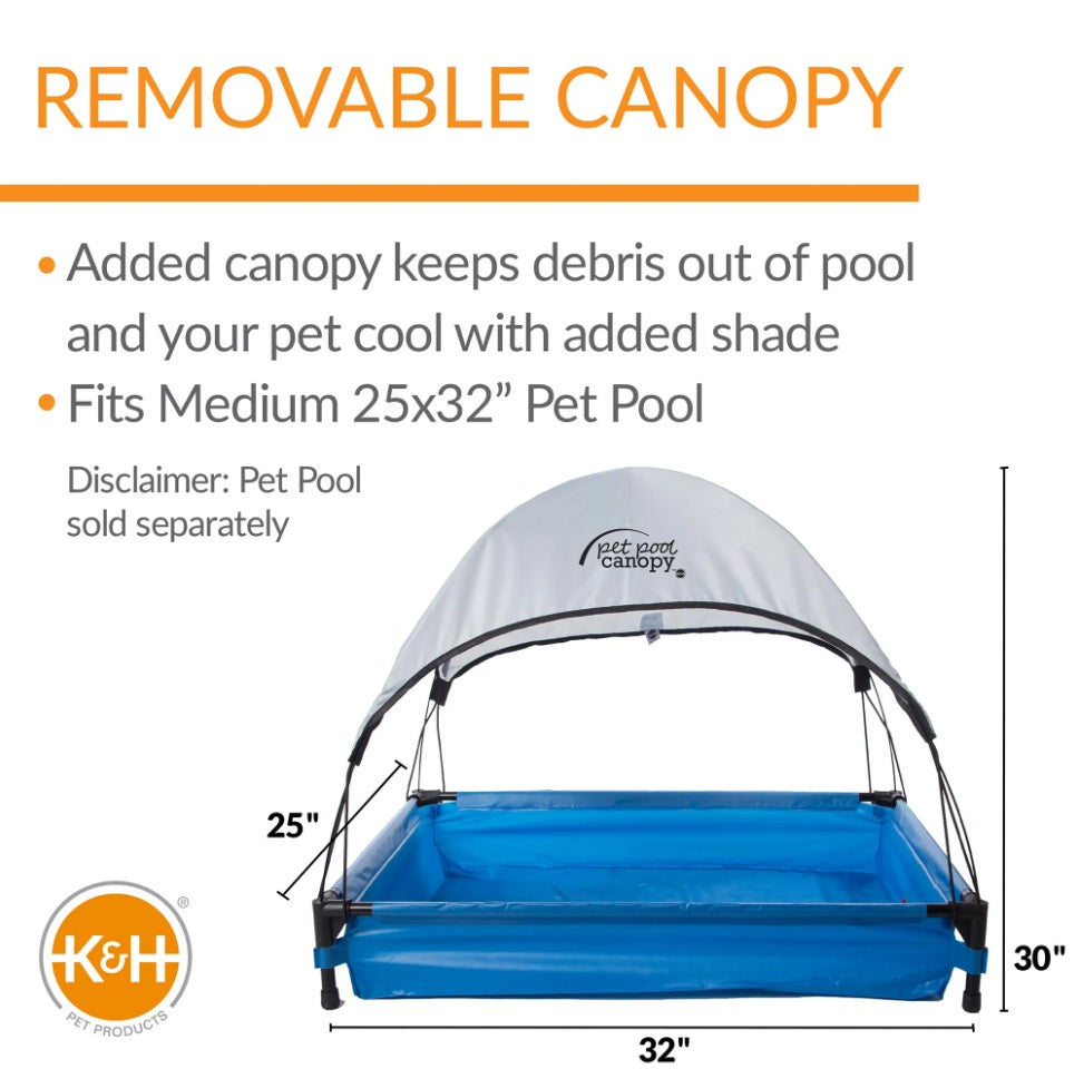 K&H Pet Products Pet Pool Canopy Medium Gray 25 x 32 For Pet With Love