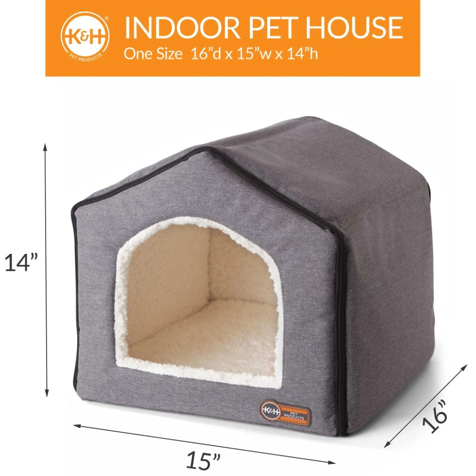 K&H Pet Products Indoor Pet House Gray 16 x 15 x 14 For Pet With Love