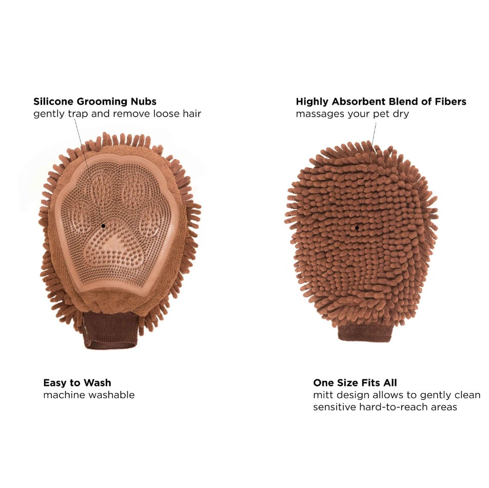 DGS Pet Products Dirty Dog Grooming Mitt Brown 10 x 7 x 1 For Pet With Love