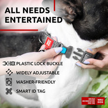 Load image into Gallery viewer, WAUDOG Adjustable Reflective Cotton Dog Collar with QR ID Tag. Eco Friendly Alternative to Nylon. XLARGE. Gray. For Pet With Love