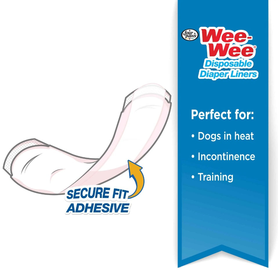 Four Paws Wee-Wee Super Absorbent Disposable Dog Diaper Liners 24 count White For Pet With Love