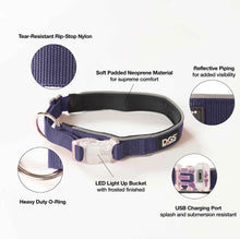Load image into Gallery viewer, DGS Pet Products Comet Rechargeable Light Up Dog Collar Small Navy 13.5 - 16 x 0.6
