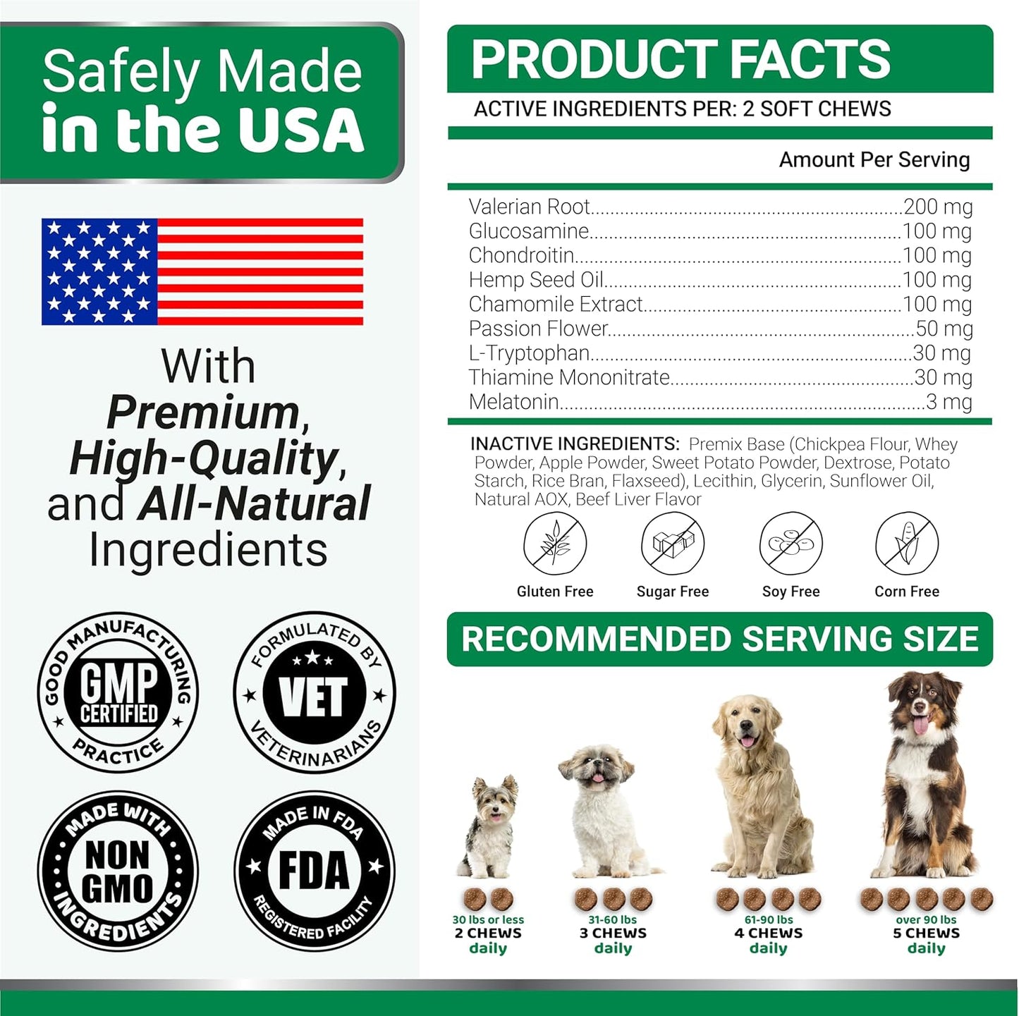 YUMA'S Advanced Strength Hemp Stress & Anxiety Relief Calming Chews for Dogs. Hip & Joint Support Supplemen. Beef Liver Flavor. 170 Chews For Pet With Love