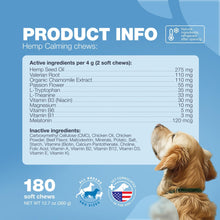 Load image into Gallery viewer, CHEWIA Hemp Calming Anxiety Relief Chews for Dogs 180 Chews For Pet With Love