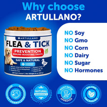 Load image into Gallery viewer, Artullano Natural Flea and Tick Supplement for Dogs. Flea and Tick Prevention Chewables with Vitamins B1, B6, B12. Made in USA. (240 Chews. 2 Pack) For Pet With Love