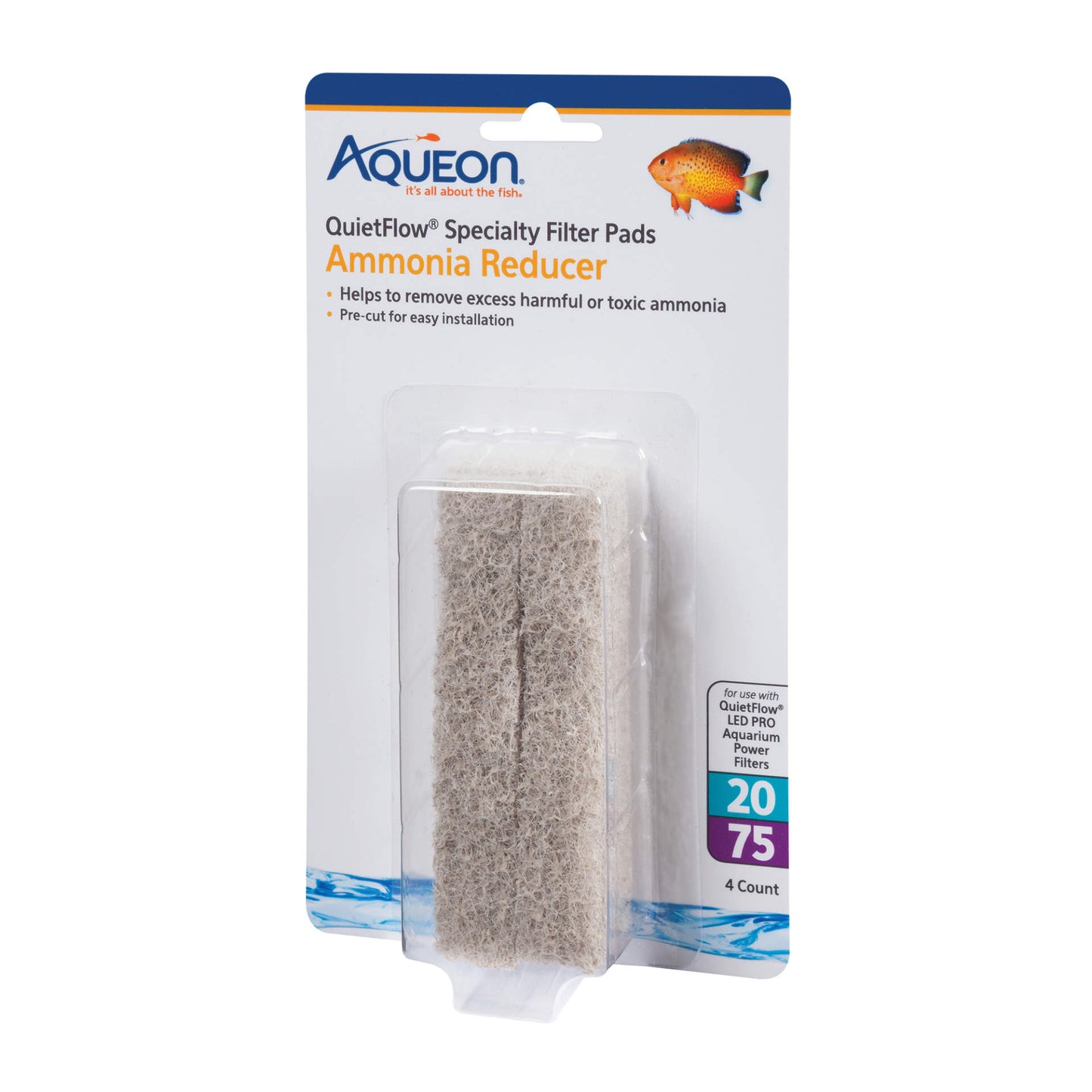 Aqueon Replacement Ammonia Reducer Filter Pads Size 20/75 4 pack For Pet With Love