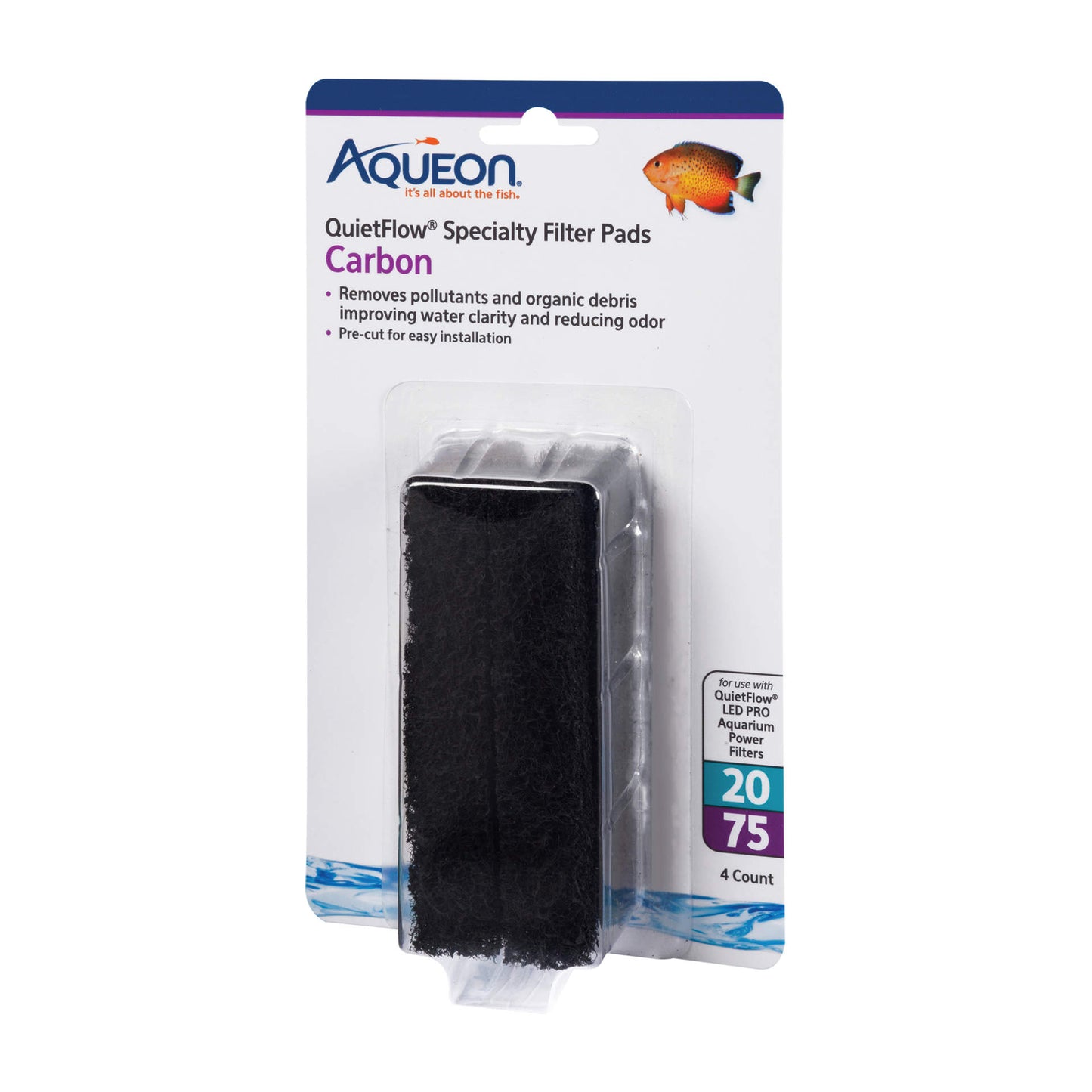 Aqueon Replacement Carbon Filter Pads Size 20/75 4 pack For Pet With Love