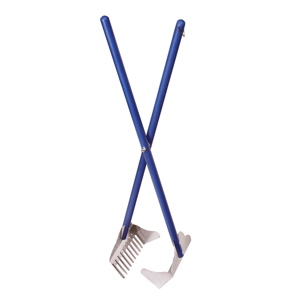Four Paws Sanitary Pooper Scooper Rake Scoop Blue 5.25 x 7 x 33.5 For Pet With Love