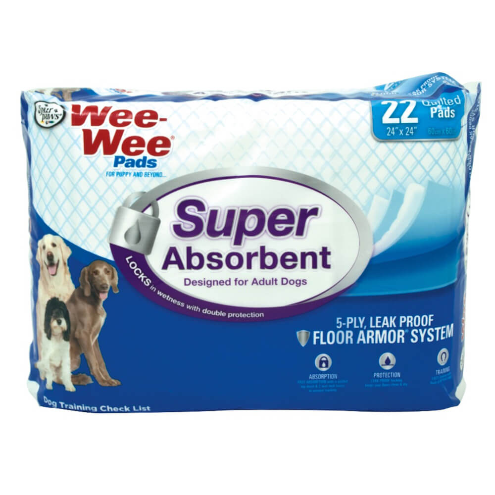 Four Paws Wee-Wee Super Absorbent Pads 22 count White 24 x 24 x 0.1 For Pet With Love