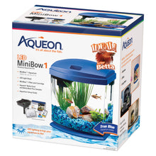 Load image into Gallery viewer, Aqueon MiniBow LED Aquarium Kit 1 Gallon Blue 8.5 x 6.25 x 9.25 For Pet With Love