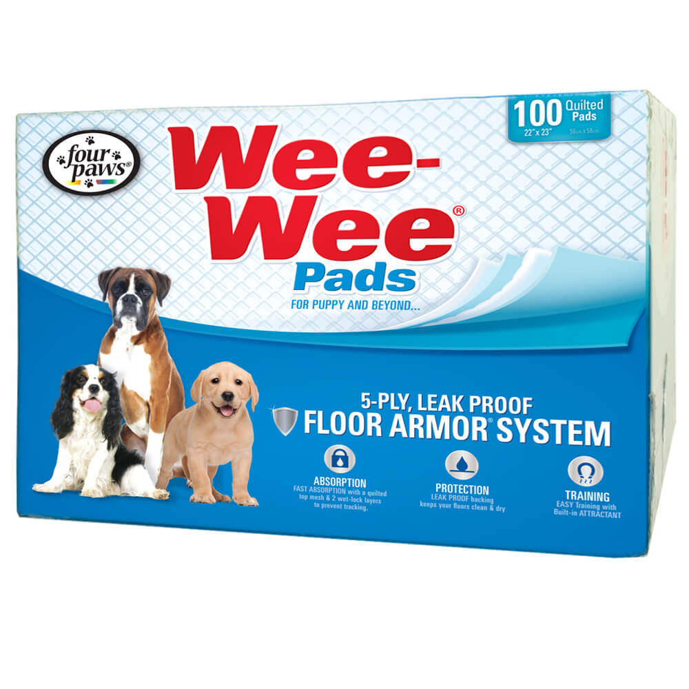 Four Paws Wee-Wee Pads 100 pack box White 22 x 23 x 0.1 For Pet With Love