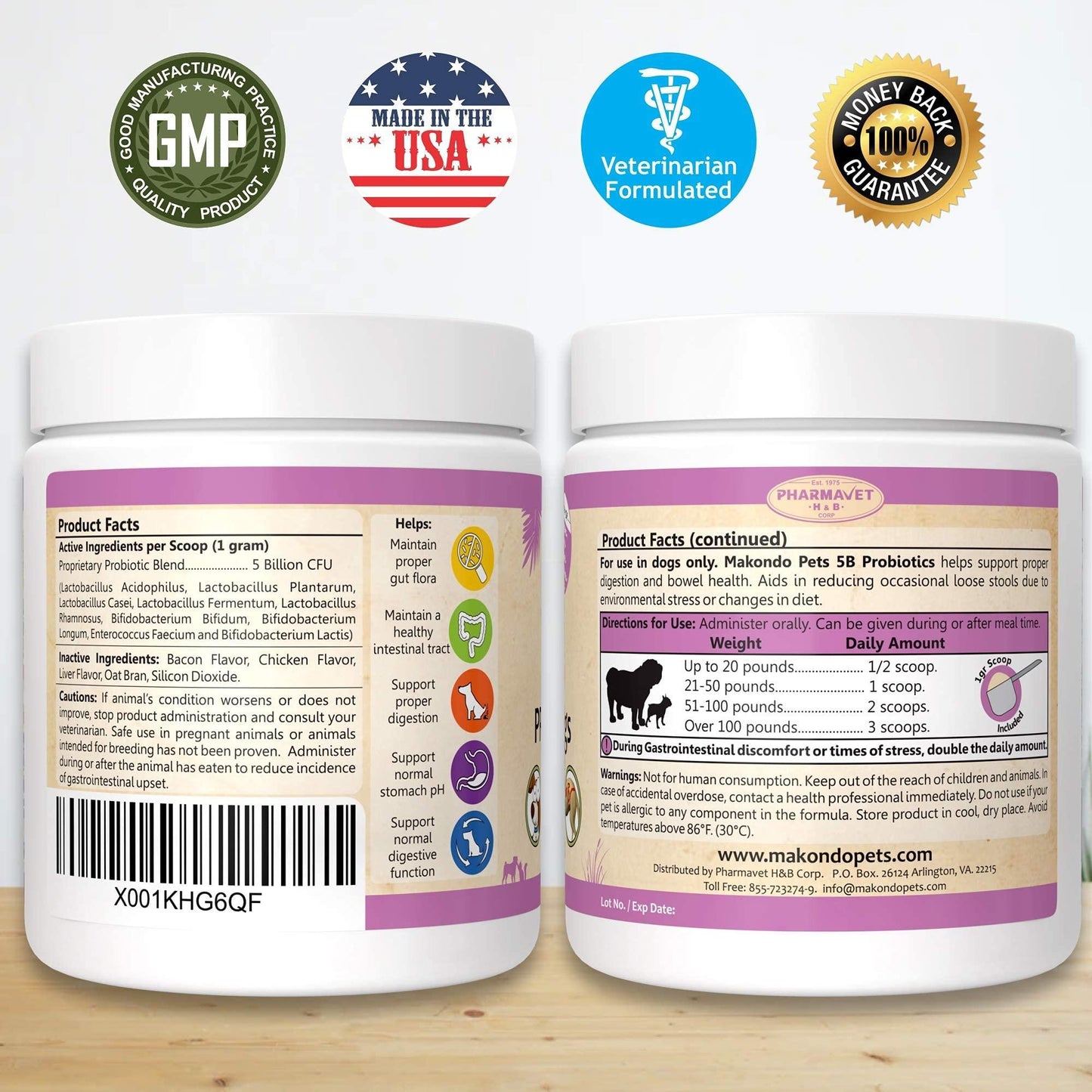 Makondo Pets Powder Probiotics and Digestive Enzymes for Dogs 3.2 Oz For Pet With Love