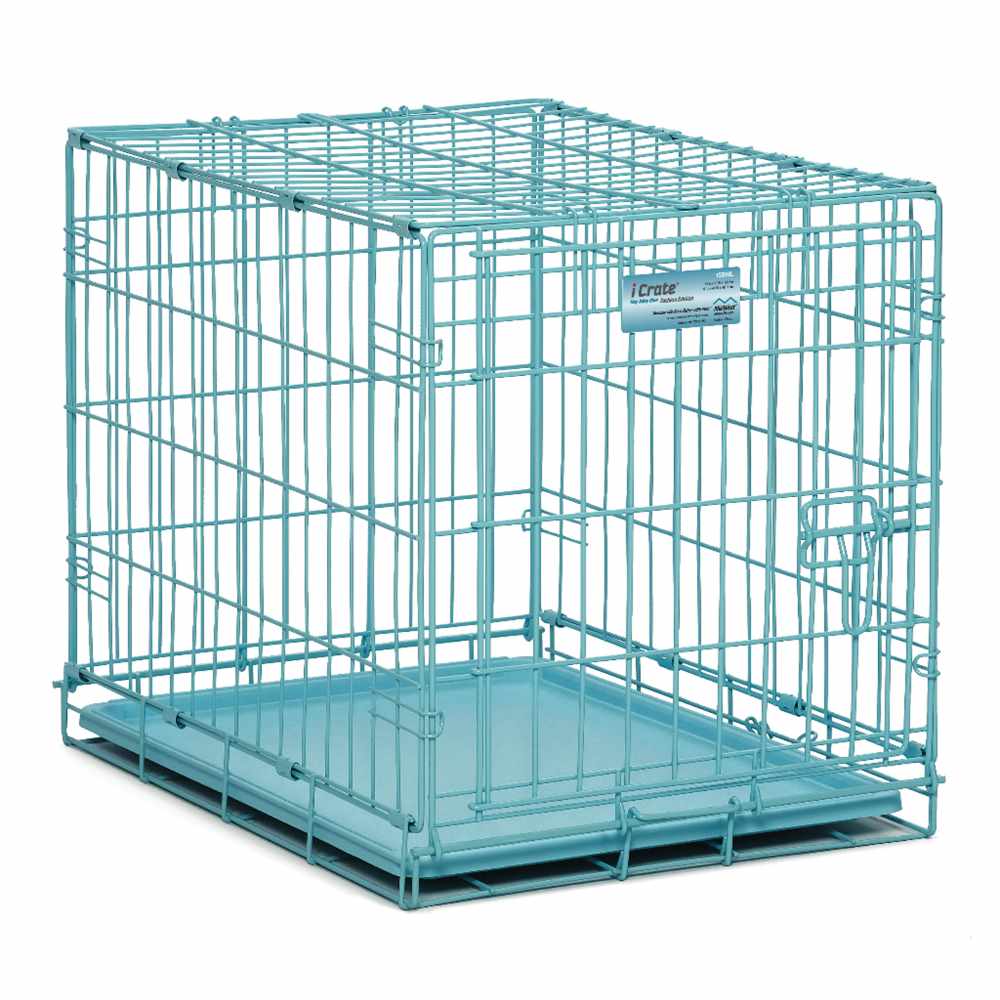 Midwest iCrate Single Door Dog Crate Blue 24 x 18 x 19 For Pet With Love