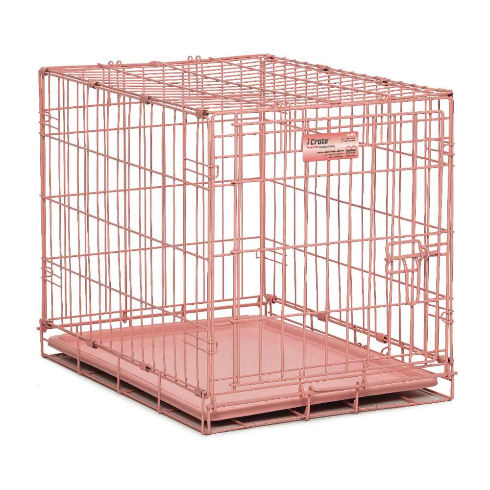 Midwest iCrate Single Door Dog Crate Pink 24 x 18 x 19 For Pet With Love