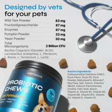 Load image into Gallery viewer, VETRICA Probiotic Digestive and Gut Health Immune System Support Supplement Chews for Dogs. Diarrhea and Bowel Support Supplement. Made in USA. 130 Chews.