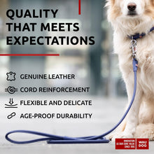 Load image into Gallery viewer, WAUDOG Rolled Leather GLAMOUR Dog Leash 4Ft * 0.4in for Small Medium and Large Dogs (Purple) For Pet With Love