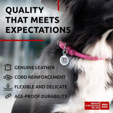 Load image into Gallery viewer, WAUDOG Ultra Soft Rolled Leather Dog Collar PINK LARGE