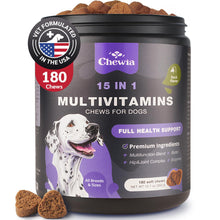 Load image into Gallery viewer, CHEWIA 15in1 Dog Multivitamin Immune Support, Skin & Coat, Mobility Support 180 Ct