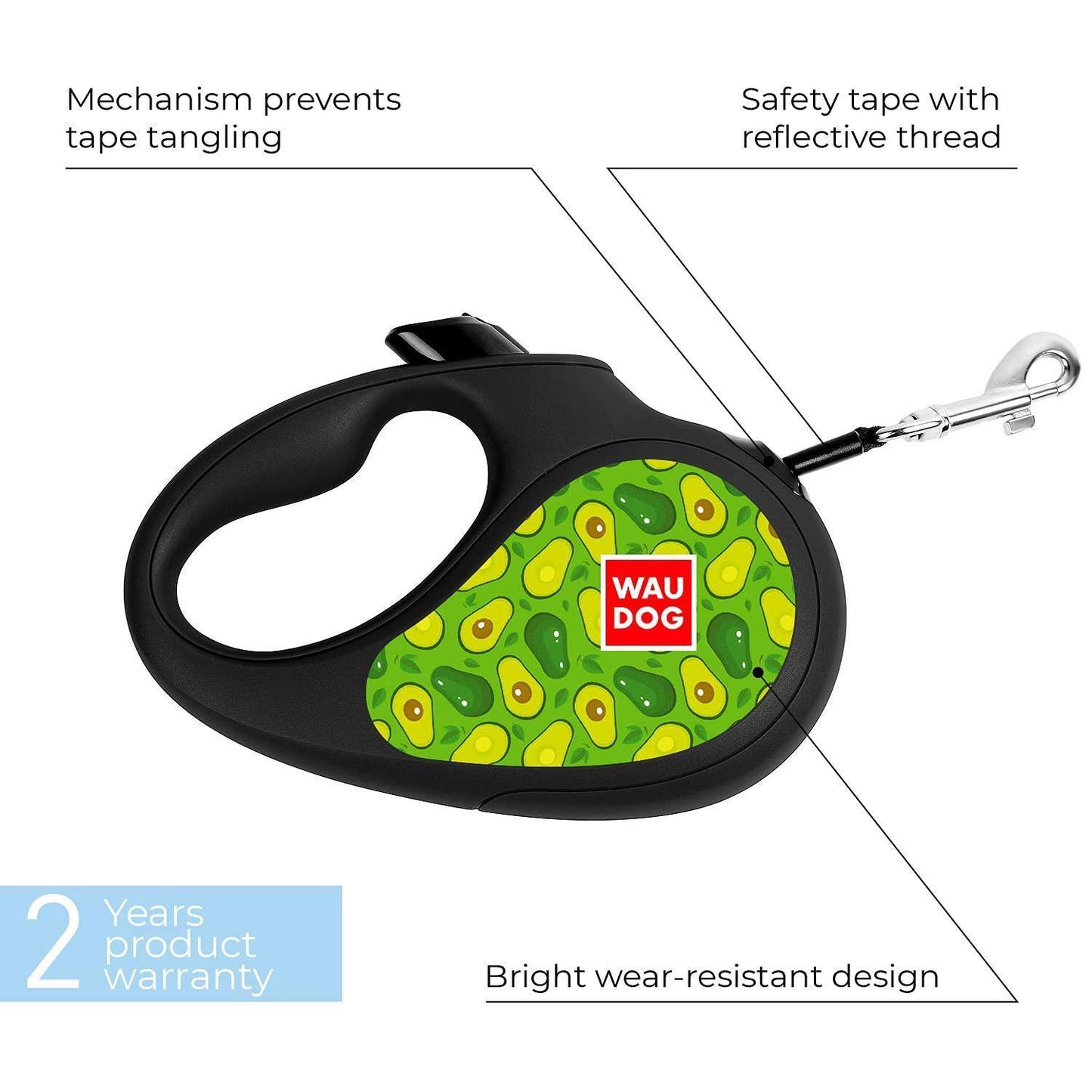 WAUDOG Retractable Dog Leash 16 Ft 360° Tangle Free Heavy Duty Leashwith One Handed Brake Pause Lock (M Avocado)) For Pet With Love