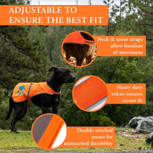Load image into Gallery viewer, SafetyPUP XD Hi-Visibility Fluorescent Blaze Orange Dog Vest (Large) For Pet With Love