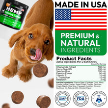 Load image into Gallery viewer, PETSOLOGY Hemp Calming Chews for Dogs. Anxiety Relief, Stress Relief, Separation Aid 170 Chews For Pet With Love