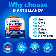 Load image into Gallery viewer, Artullano Hemp Hip and Joint Supplement with Glucosamine for Dogs 120 Chews For Pet With Love