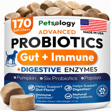 Load image into Gallery viewer, PETSOLOGY Digestive Enzymes & Prebiotics Supplement for Dogs 170 Chews For Pet With Love