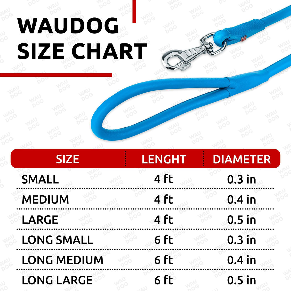 WAUDOG Rolled Leather GLAMOUR Dog Leash 4Ft * 0.3in (Blue)