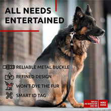 Load image into Gallery viewer, WAUDOG Adjustable Long Lasting Leather Dog Collar with Durable Buckle D Ring & QR Dog Tag. LARGE. Black. For Pet With Love