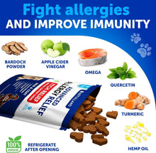 Load image into Gallery viewer, Artullano Dog Itching Skin & Coat Anti Itch, Hot Spots, and Allergy Relief Treatment. Immune Health Supplement for Dogs with Fish Oil and Omega 3. 70 Treats. Duck Flavor.