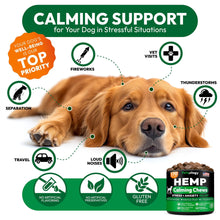 Load image into Gallery viewer, PETSOLOGY Hemp Calming Chews for Dogs. Anxiety Relief, Stress Relief, Separation Aid 170 Chews For Pet With Love