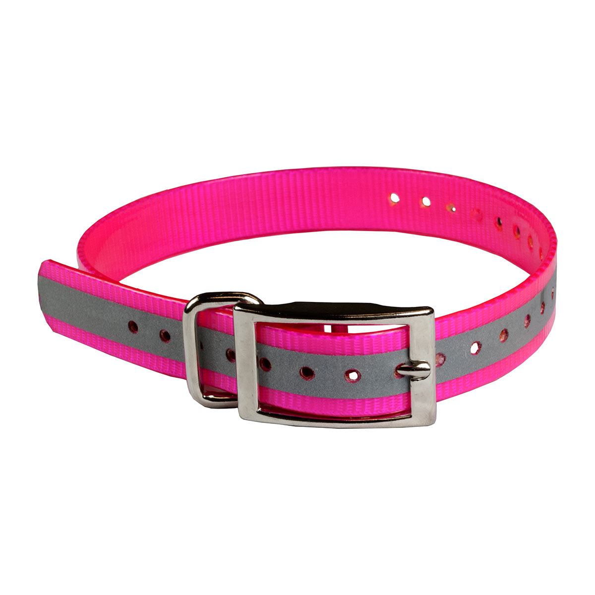 The Buzzard's Roost Reflective Collar Strap 1" Pink 1" x 24" For Pet With Love