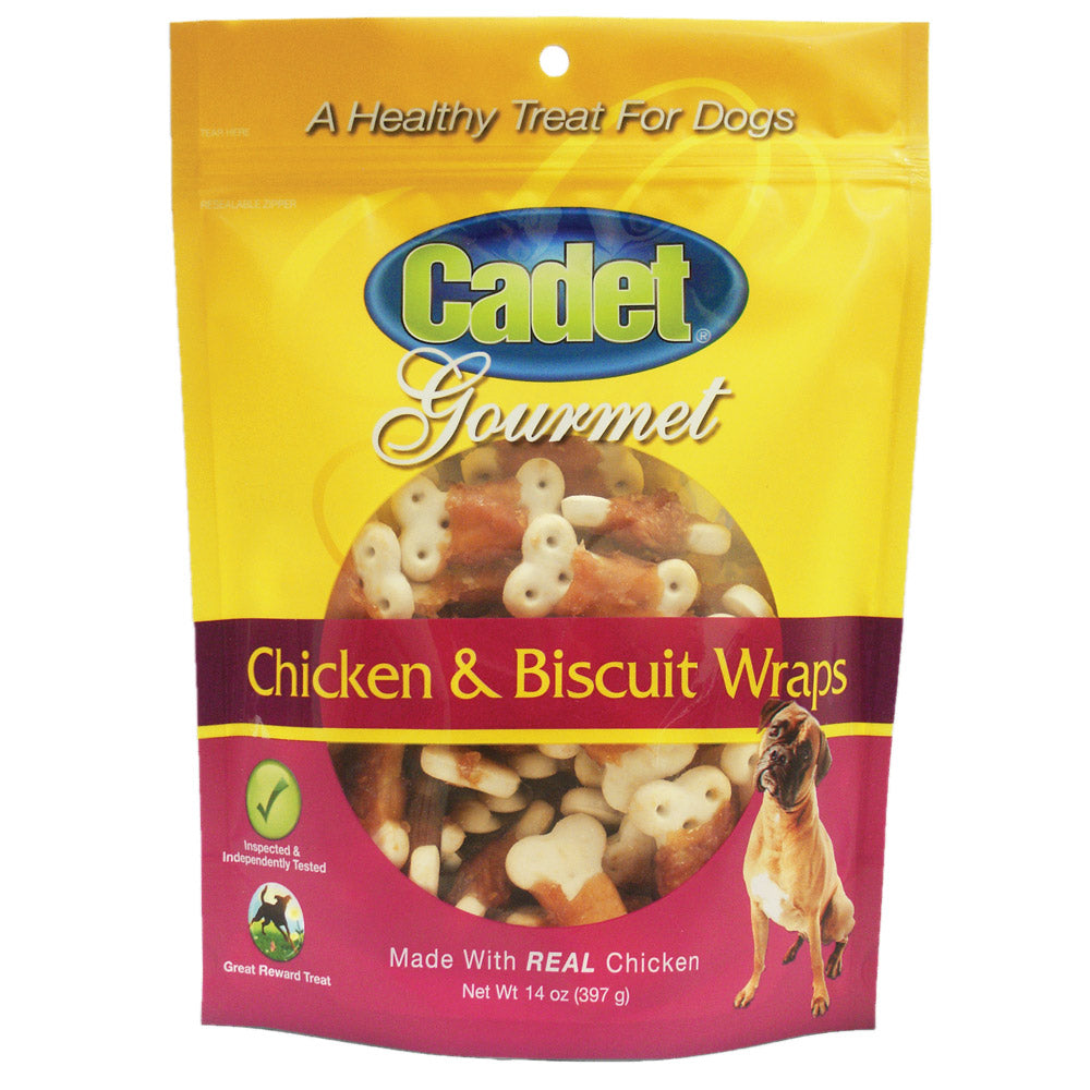 Cadet Premium Gourmet Chicken with Biscuit Wraps Treats 14 ounces For Pet With Love