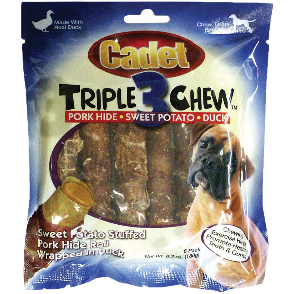 Cadet Triple Chew Treat Duck and Sweet Potato 6 pack For Pet With Love