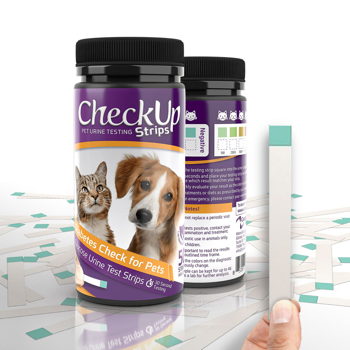 Coastline Global CheckUp Dog and Cat Urine Testing Strips for Detection of Diabetes 50 count 4 x 1.5 x 1.5 For Pet With Love
