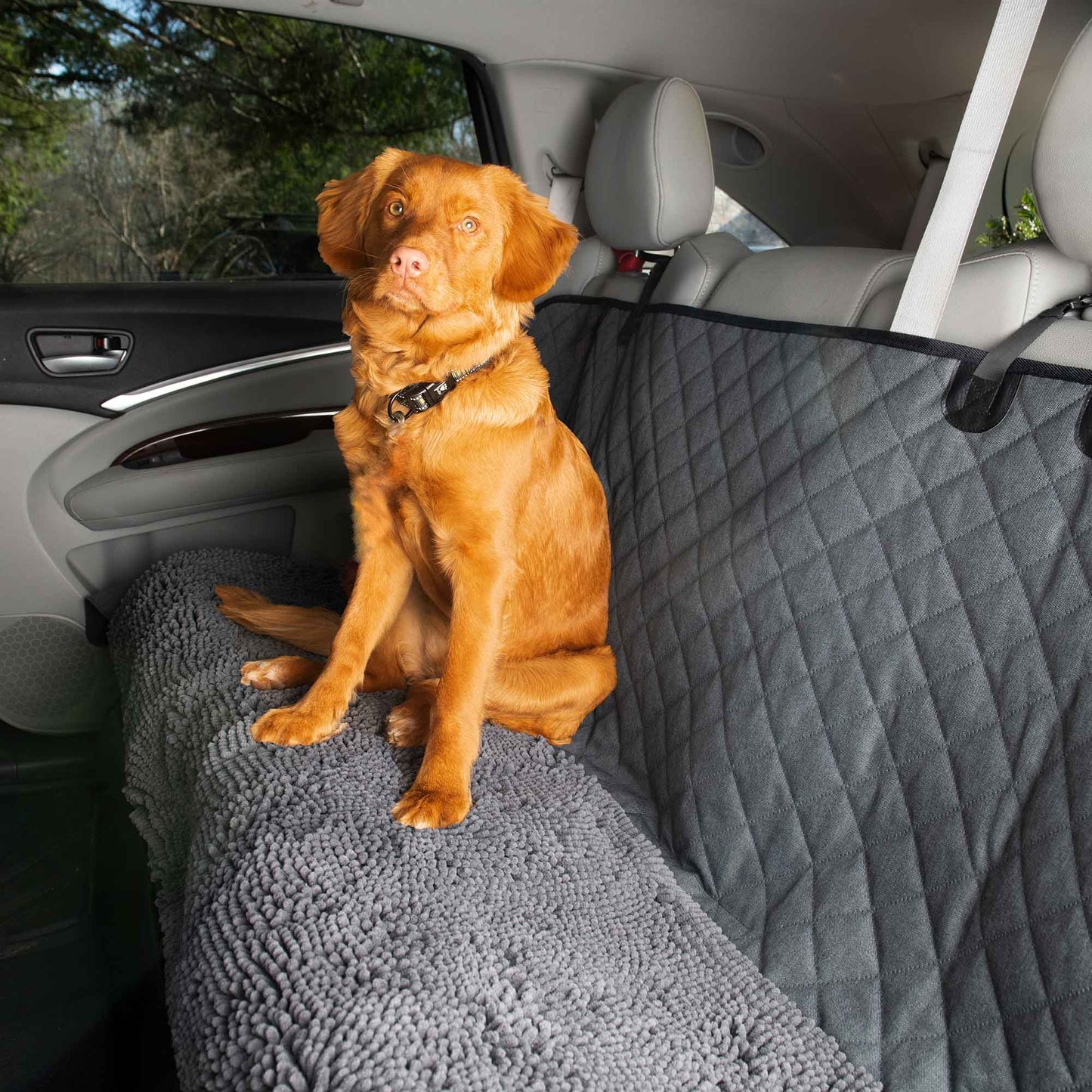 DGS Pet Products Dirty Dog 3-in-1 Car Seat Cover and Hammock Cool Grey 54 x 61 x 2 For Pet With Love