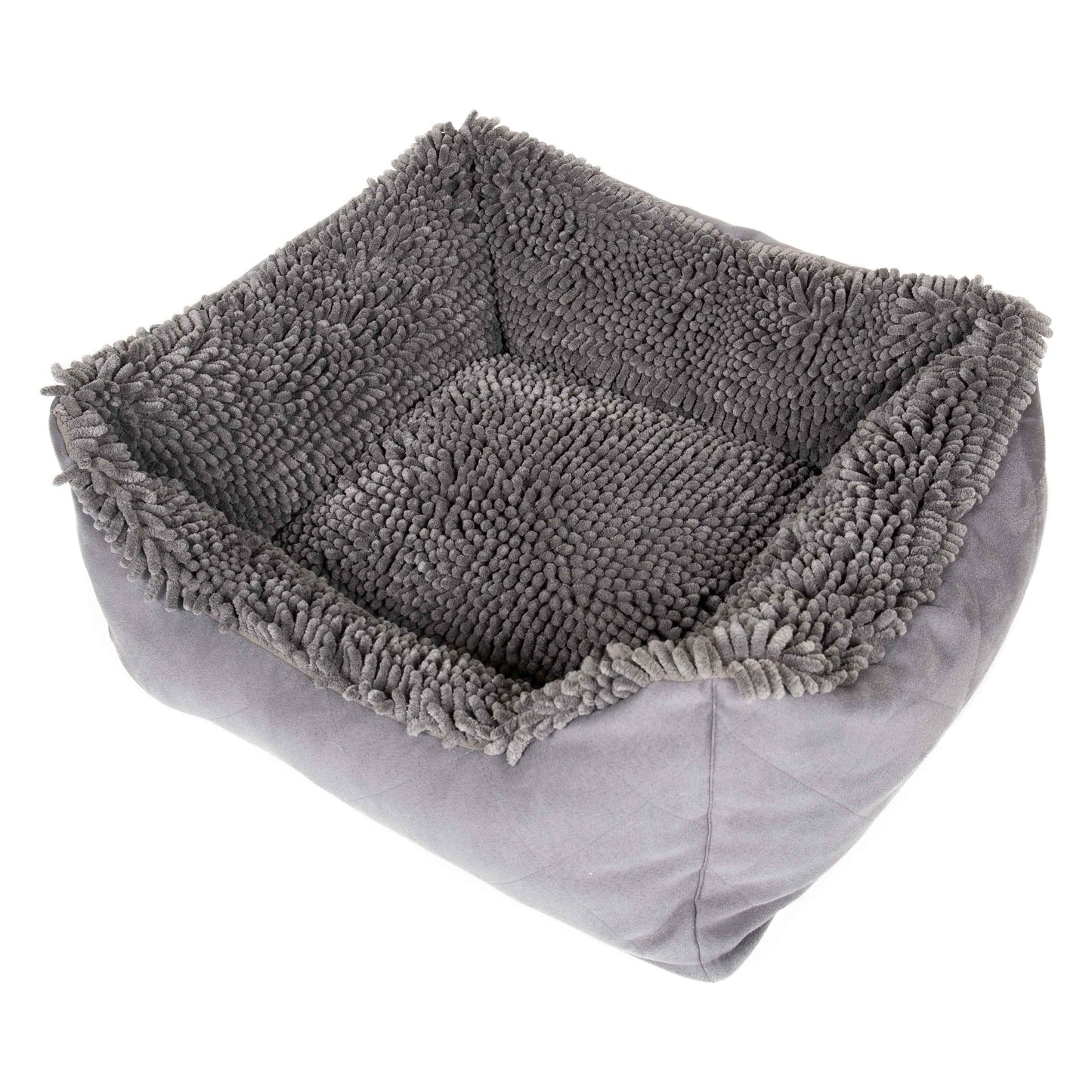 DGS Pet Products Dirty Dog Lounger Bed Small Cool Grey 22 x 20 x 8 For Pet With Love