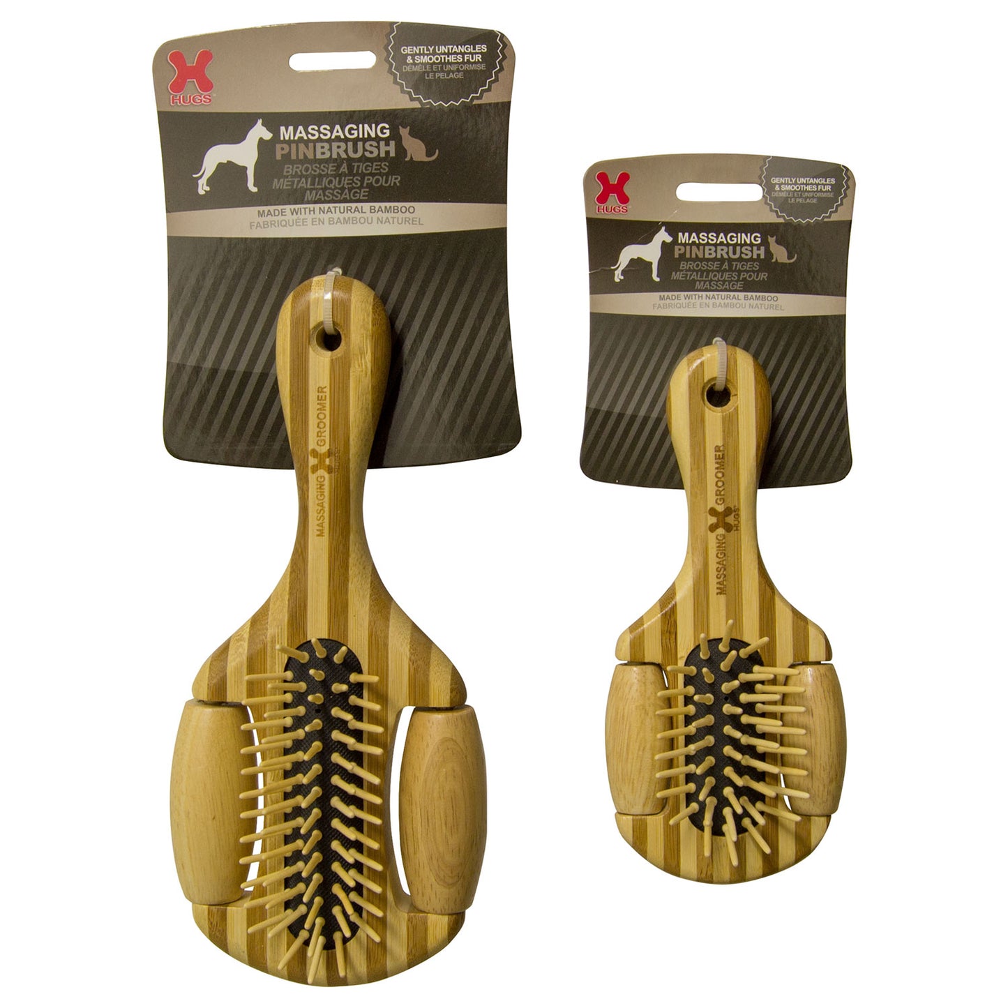 Hugs Pet Products Massaging Pet Pin Brush Small Brown 6.5 x 3 x 1.5 For Pet With Love