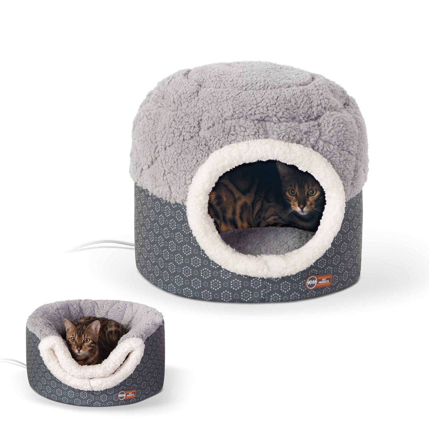 K&H Pet Products Thermo-Pet Nest Heated Cat Bed Gray 18 x 15 x 14 For Pet With Love
