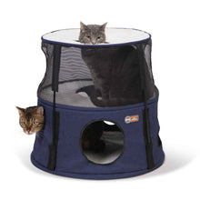 Load image into Gallery viewer, K&H Pet Products Kitty Tower 2 Story Dark Denim 22 x 22 x 20 For Pet With Love