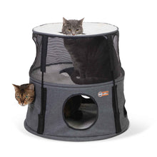 Load image into Gallery viewer, K&H Pet Products Kitty Tower 2 Story Gray 22 x 22 x 20 For Pet With Love