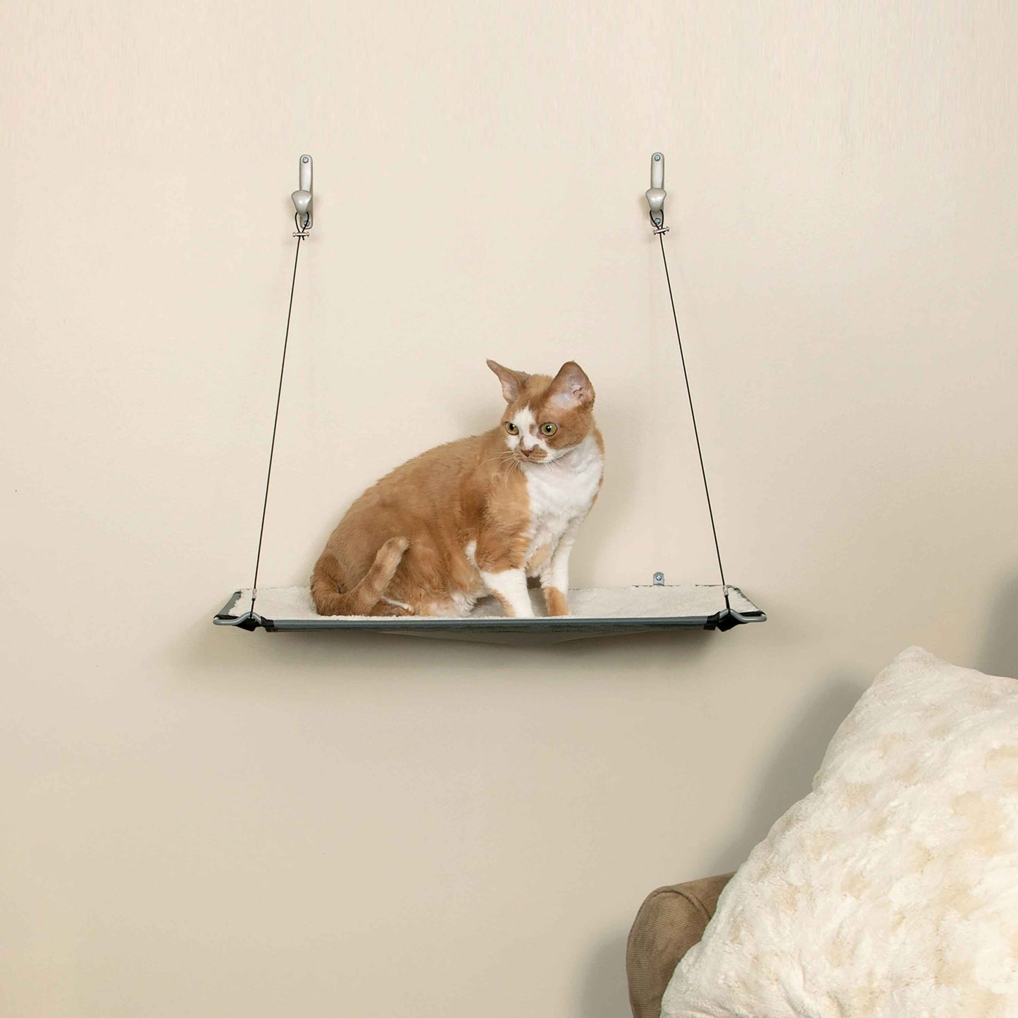 K&H Pet Products Wall Mounted Cat Shelf Single Level Natural 23 x 12 x 20 For Pet With Love