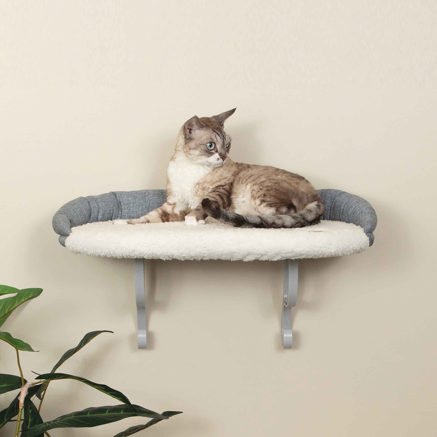 K&H Pet Products Universal Wall Mount Cat Shelf with Bolster Natural 24 x 14 x 12.5 For Pet With Love