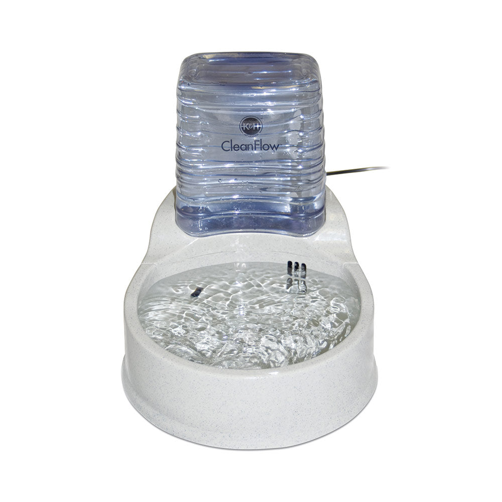 K&H Pet Products Clean Flow Pet Bowl with Reservoir Medium Beige 14 x 11.25 x 12.5 For Pet With Love