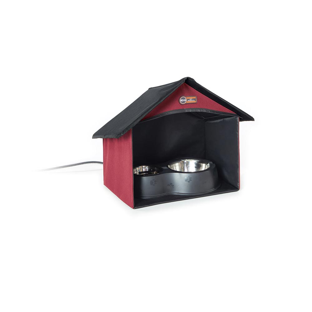 K&H Pet Products Outdoor Kitty Dining Room Red 14 x 20 x 16.5 For Pet With Love