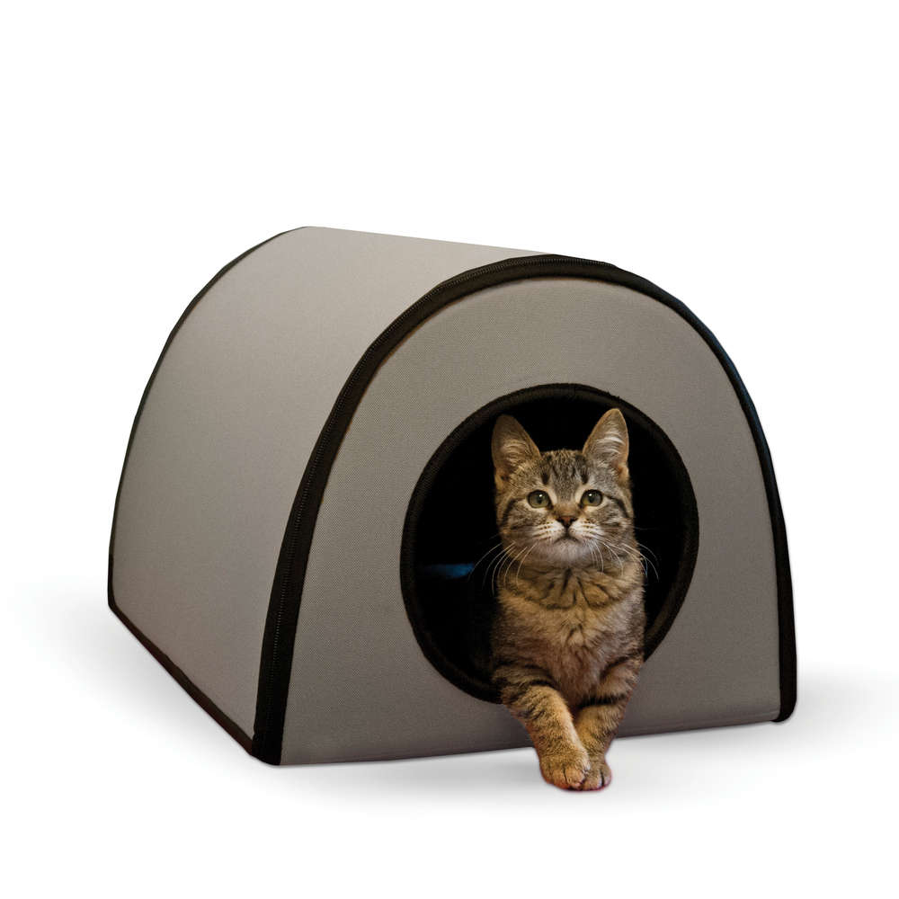 K&H Pet Products Mod Thermo-Kitty Shelter Gray 15 x 21.5 x 13 For Pet With Love